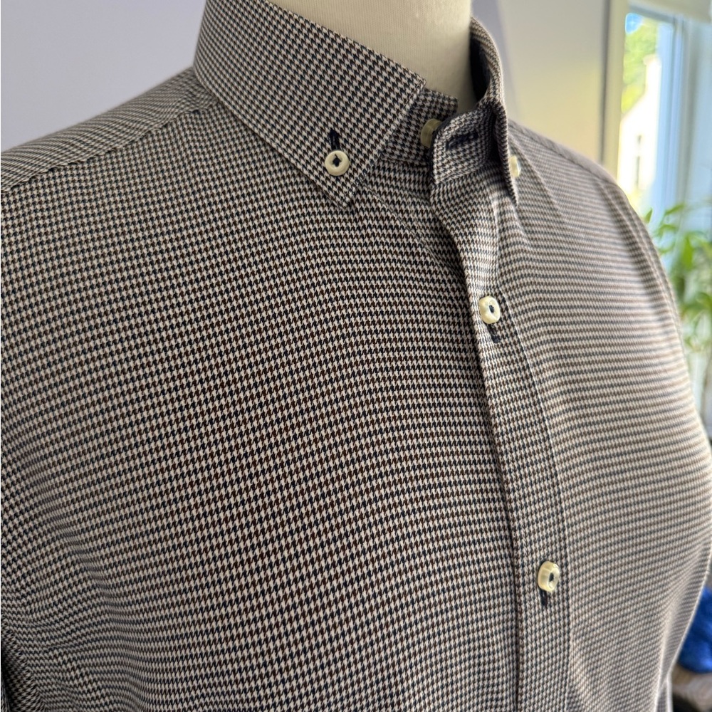 Simons Monochrome Checkered Button Down Shirt
